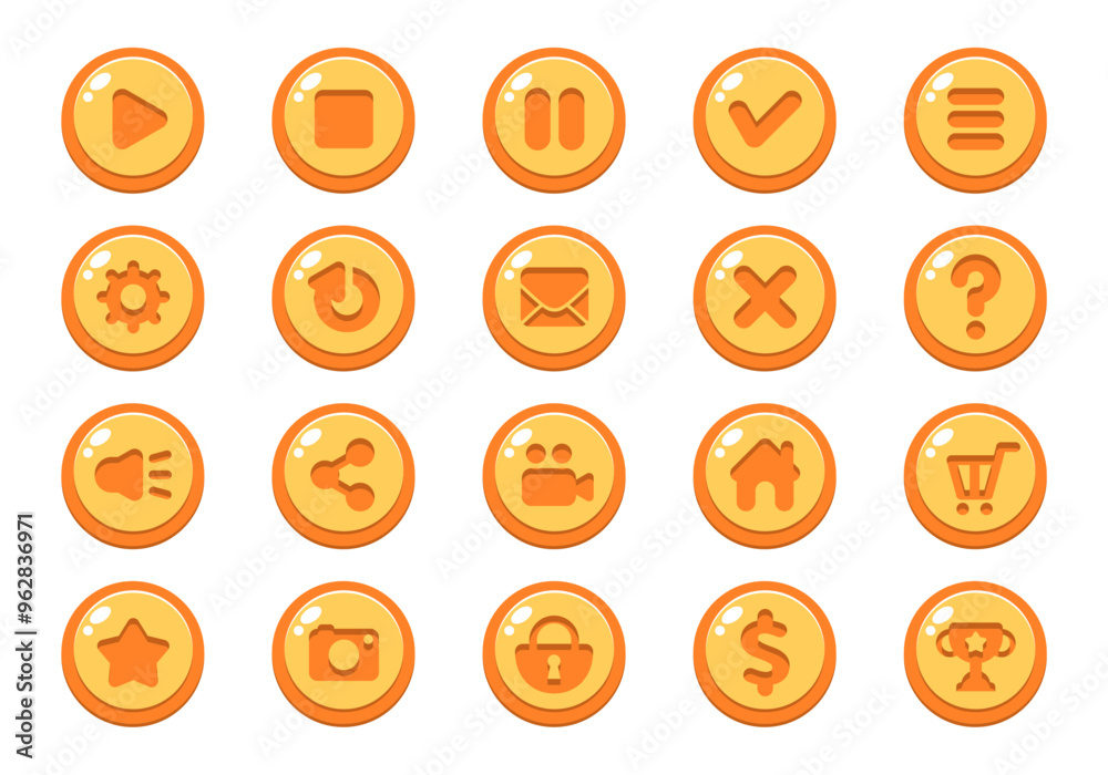Poster game button apps vector element set