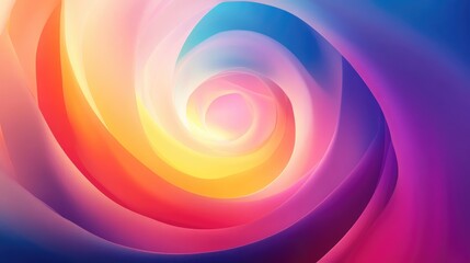 Fototapeta premium Dreamlike abstract art featuring a rainbow spiral circle, with soft gradients and vibrant hues in a vector illustration background