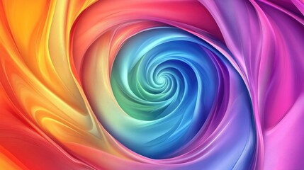 Obraz premium Vector illustration of a dreamlike rainbow spiral circle, with abstract swirls of vibrant colors creating a mesmerizing background