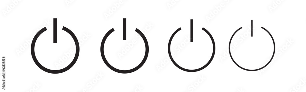 Wall mural on off power button icon vector set. power on off or switch on off electric current sign symbol illu