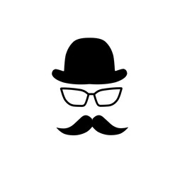 face with mustache and hat