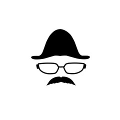 face with mustache and hat