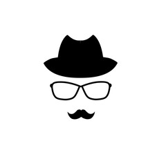 face with mustache and hat