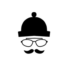 face with mustache and hat