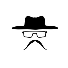 face with mustache and hat