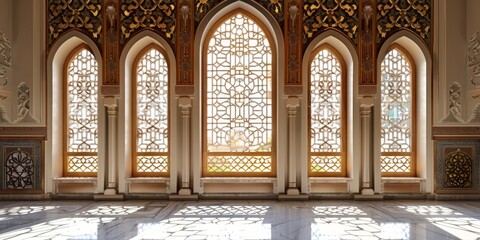 Beautiful arabic window, mosque interior