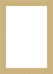Vector golden arabic national square ornament.  Ethnic rectangle, frame of eastern peoples. Persian painting