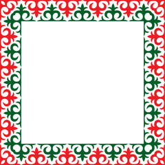 Vector colored square Kazakh national ornament. Ethnic pattern of the peoples of the Great Steppe