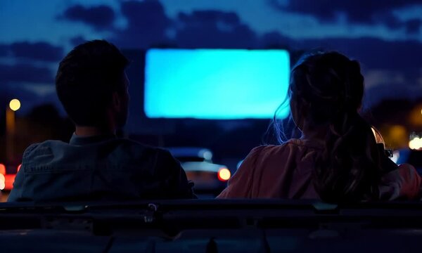 Couple watching a movie at a drive-in theater, Video