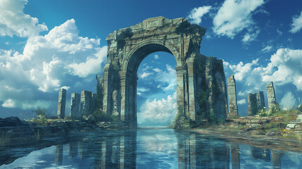 an ancient ruined archway