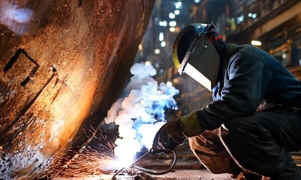 welder working on background