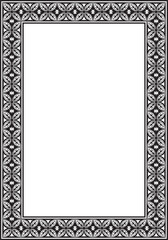 Vector square black monochrome ancient Russian ornament. Slavic rectangle, border, frame. Painting of the royal chambers