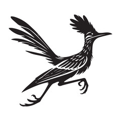 Fototapeta premium Classic Greater Roadrunner Silhouette – Monochrome Vector Illustration