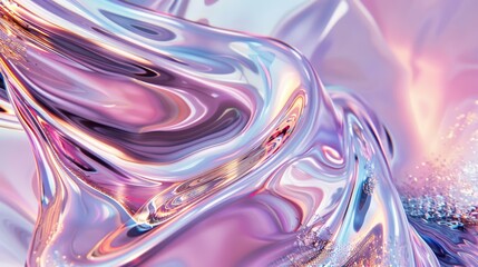 Obraz premium Pastel tone metallic foil swirling liquid pattern background.