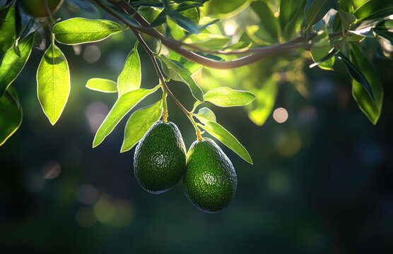 Closeup shot of green gava on the tree. Created with Ai