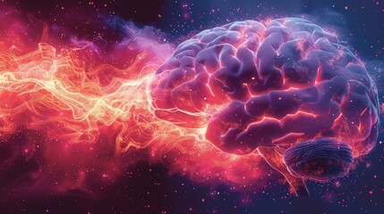 Fototapeta premium Glowing Human Brain: Abstract Art of Neural Network