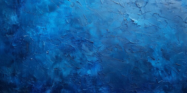 Abstract Blue Abstract Painting Texture Background, Closeup of neon blue color and dark blue brushstrokes on canvas, oil painting