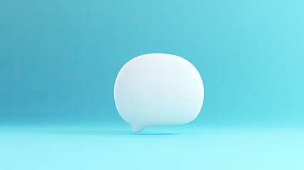 Abstract 3D white chat bubble on a vivid blue backdrop, perfect for illustrating communication, online chat, or message exchange