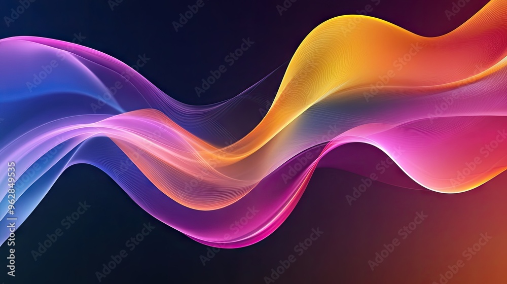 Leinwandbilder Abstract modern wave background with vibrant gradients and sleek, flowing curves, creating a visually appealing and dynamic design for media use. -