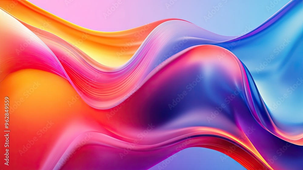 Leinwandbilder Abstract modern wave background with vibrant gradients and sleek, flowing curves, creating a visually appealing and dynamic design for media use. -