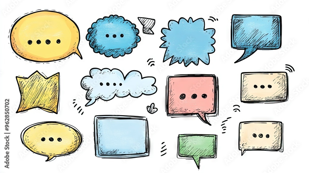 Aufkleber collection of doodle-style message boxes and speech bubbles with space for your text. perfect for ad