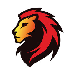 Vibrant red and yellow lion head logo with sleek profile and fierce expression for sports teams