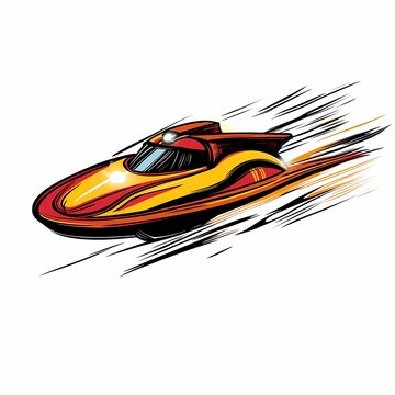 speeding yellow and red race boat clip art preview