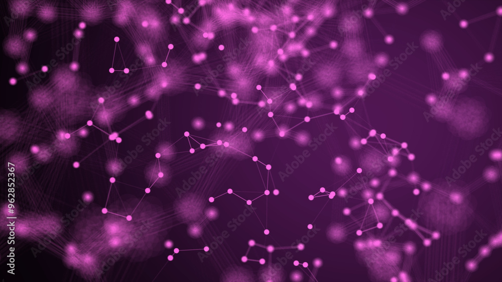 Poster digital plexus abstract technology. abstract background with motion plexus purple dots and lines. di