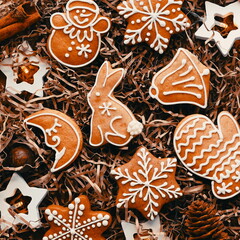 Christmas Cookies. Handmade Gift. Ney Year Concept. Top View. Vertical Photo