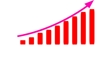 Business growth success chart with arrow. Rising up stock market purple arrow graph diagram financial business profit progress economic with grid. Graph diagram up, profit growing