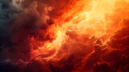 Fototapeta premium Fiery Sky with Dramatic Clouds and Golden Light