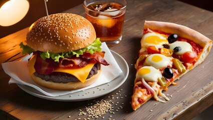 burger and pizza slice 