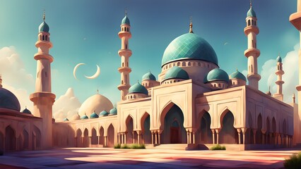 Obraz premium A beautiful blue and white building with a dome on top