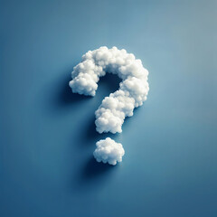 white cloud in the shape of a question mark on a blue background