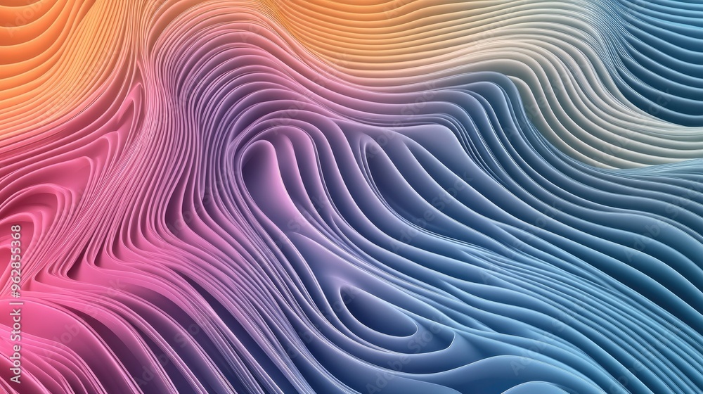 Poster modern dynamic wave pattern featuring sleek curves and colorful gradients, perfect for creating a vi