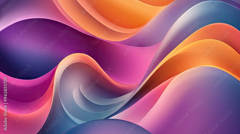 Fototapete Modern wave pattern with sleek, vibrant curves and smooth gradients, ideal for adding a dynamic and contemporary touch to design projects.