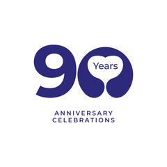 90 Years Anniversary Celebration Badge Vector Template Design