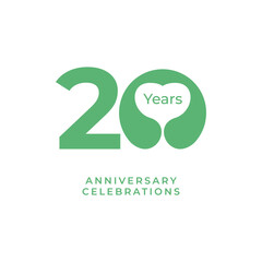 20 Years Anniversary Celebration Badge Vector Template Design