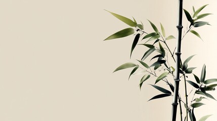 Obraz premium Minimalist Bamboo Illustration on Beige Background