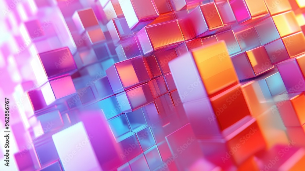 Aufkleber Extruded abstract fractal background in 3D cartoon rendering Futuristic wavy fractal artwork Abstract technology concept Modern art painting Trendy desktop wallpaper featuring colorful 3D rendered