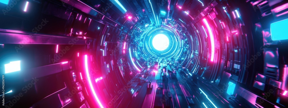 Poster Space and time travel in a 3D cartoon rendering