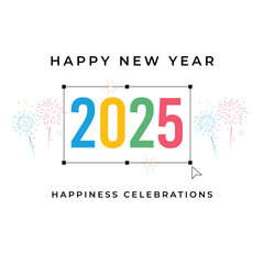 Happy New Year 2025 Happiness Celebration Vector Template Design Illustration
