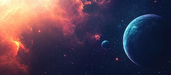 2D illustration featuring a 3D cartoon rendering Vast deep space with bright stars planets and moons A variety of creative science fiction backdrops Space themed art depicting alien solar systems
