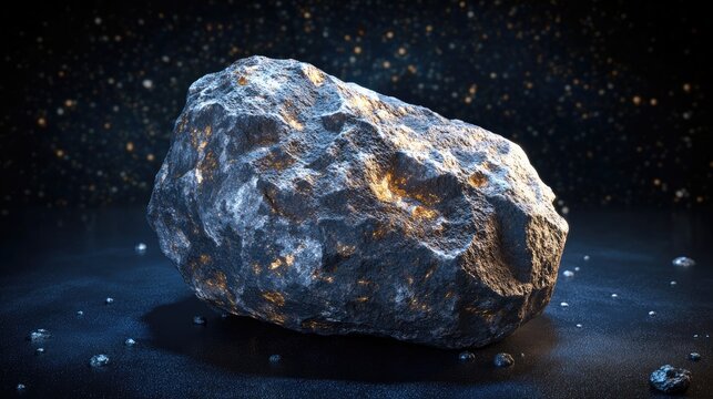 3D cartoon rendering of an L type chondrite meteorite a piece of rock formed in the early stages of the Solar System as asteroids isolated in space