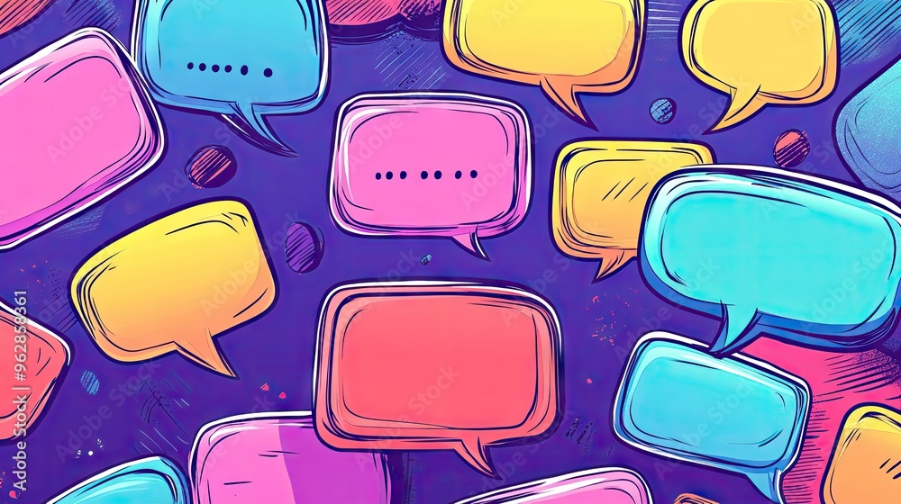Aufkleber stylish cartoon message boxes and speech bubbles with outline doodle designs and space for text. ide