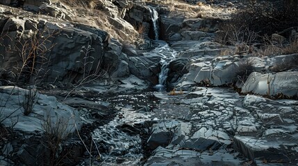 Obraz premium Serene Mountain Stream Flowing Over Rocks