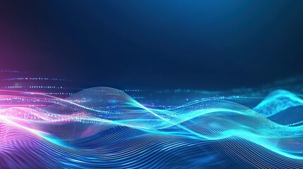 Wavy, glowing blue lines on an abstract background that captures movement and depth, ideal for tech-inspired visuals and creative graphic projects.