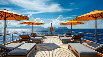 Fototapeta premium Luxury Yacht Deck with Stunning Ocean Views