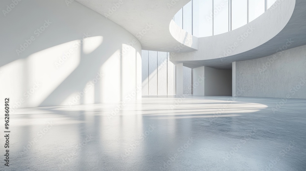 Aufkleber Abstract modern architectural background featuring an empty open space interior in 3D