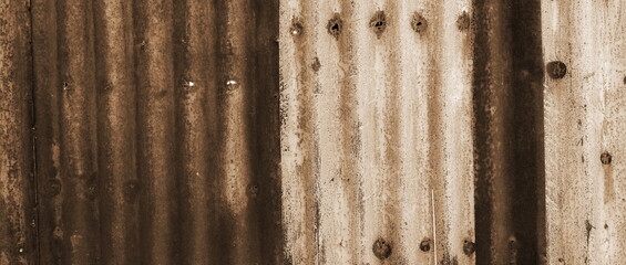 Rusty Corrugated Metal Texture Close-Up Sepia Tone